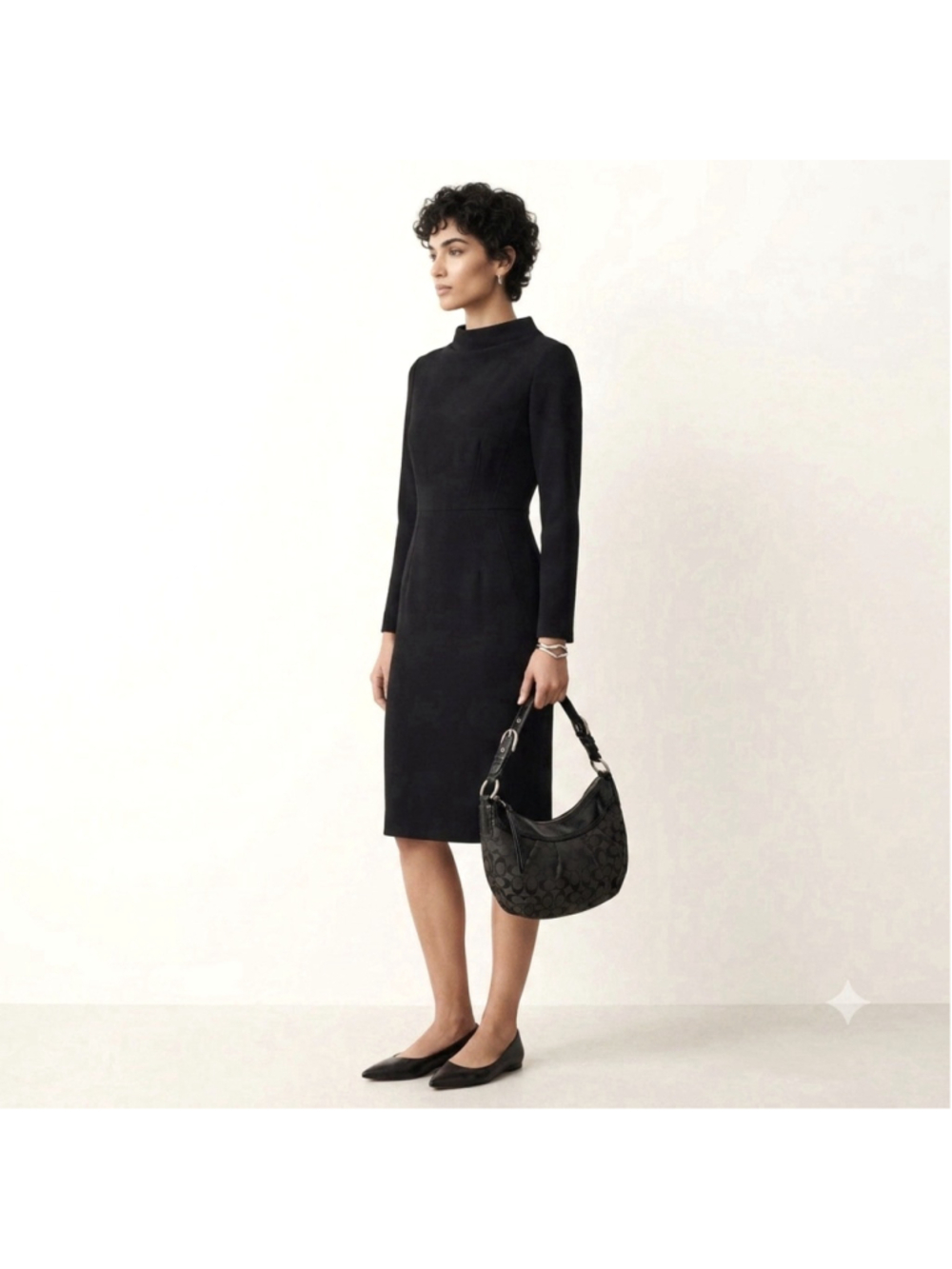 COACH Soho Signature Black Hobo Pleated Shoulder Hand Bag F13740